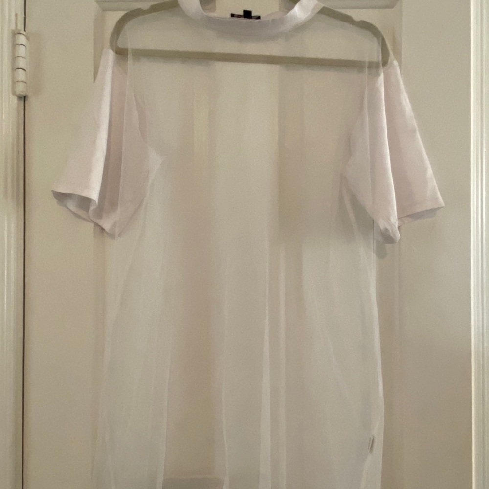 White mesh tshirt dress